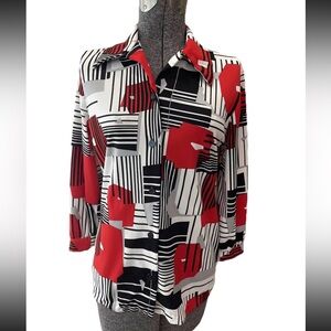Lanie J VTG 70s California long sleeved ladies size 6 polyester groovy shirt‎